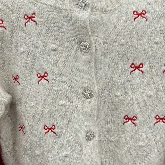 Valentines/Holiday Cardigan with Trending Red Bow Details Rhinestone Buttons ❤️🎀 - Picture 3 of 7